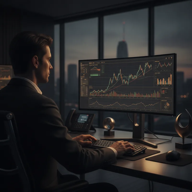 AI-driven market signals dashboard with live trend chart and confidence levels